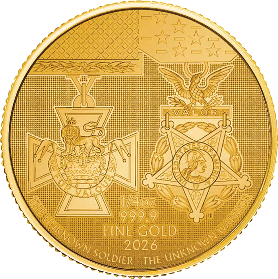 0.25 oz Gold Victoria Cross and Medal of Honour 2026, reverse